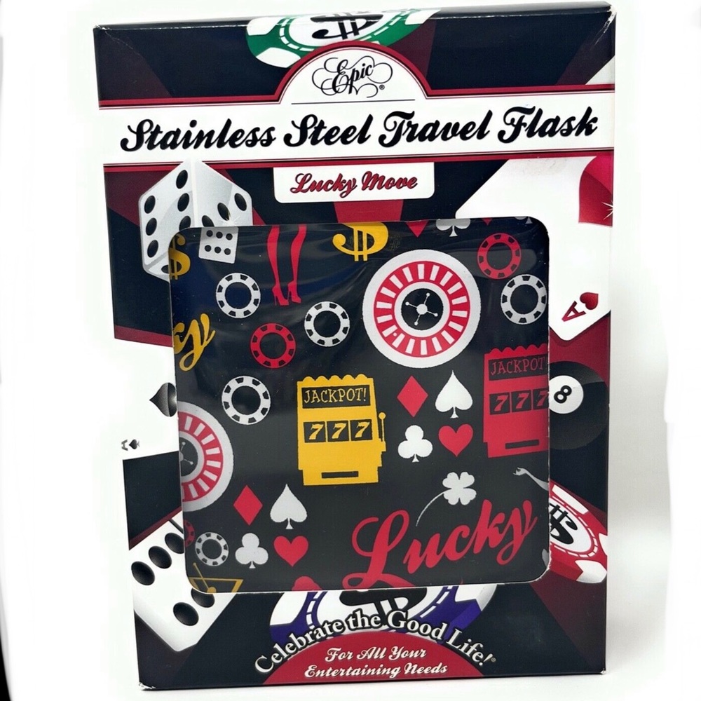 Stainless Steel Travel Flask - Vegas "Lucky Move" Jackpot